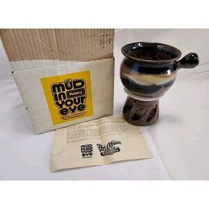 VTG Pottery HANDCRAFTED Stoneware Fondue Pot Mud In Your Eye Pier 39 San Fran CA